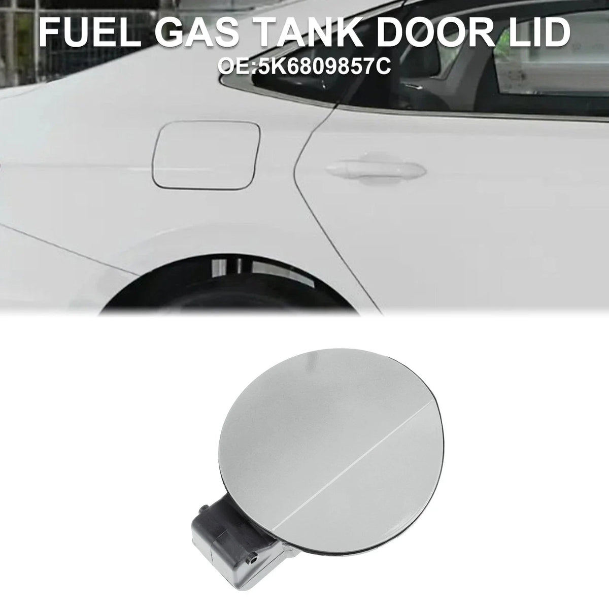 Fuel Tank Door Cap for Volkswagen Golf 6 (2010–2013) Silver Tone