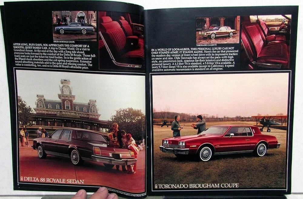 Sales Brochure for Oldsmobile Firenza Omega Cutlass 88 98 Toronado (1984)