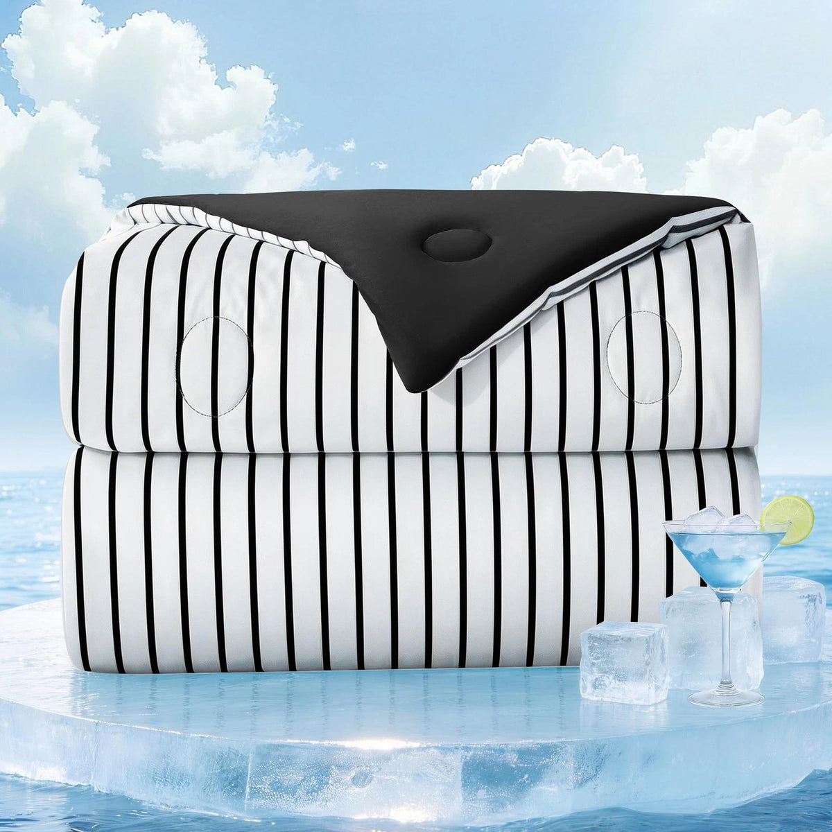 Striped Cooling Comforter for Queen Size (No Part Numbers)
