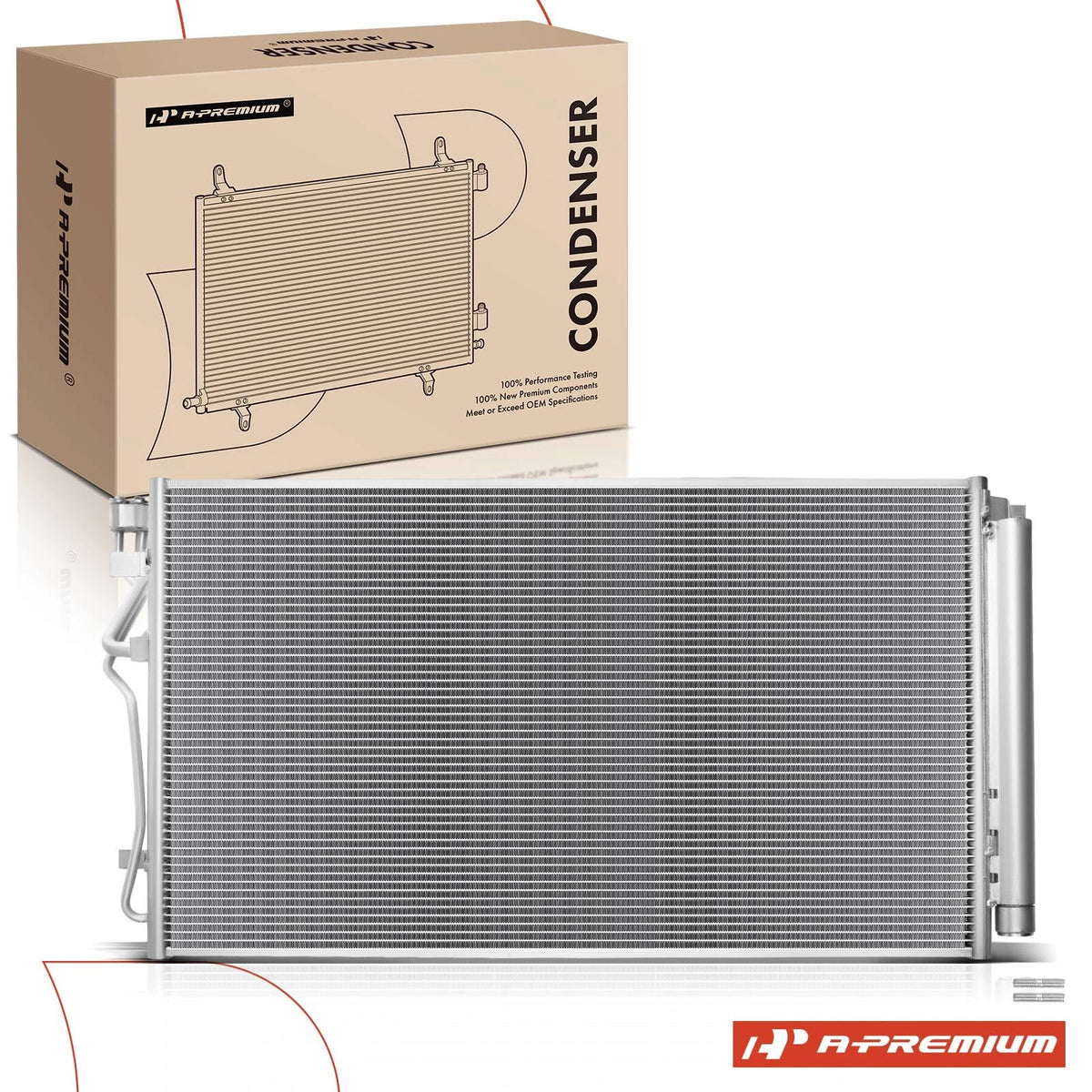 A-Premium A/C Condenser w/ Bracket & Receiver Drier for Kia Cadenza (2017–2019) 97606F6150, 30107