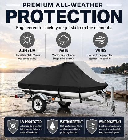 Jet Ski Cover for Sea Doo GTI 130 (2008–2010) Black-Grey