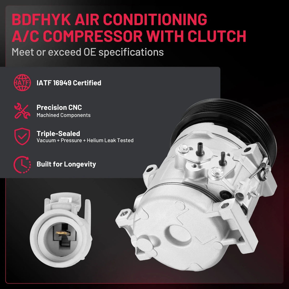 A/C Compressor and Clutch for Scion tC (2007–2010) 10S15C 88320-21100