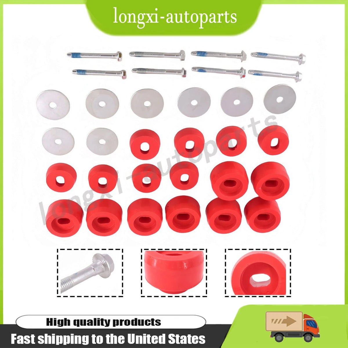 Body and Cab Mount Bushing Kit for Chevy Silverado Sierra (1999–2014) 7141, 7-141
