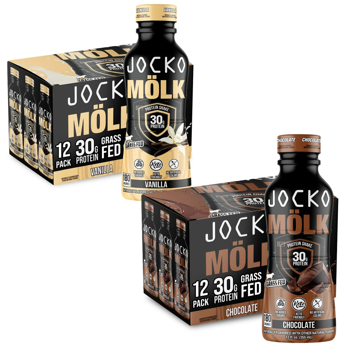Protein Shake Bundle for Jocko Fuel (24 Count) - Vanilla & Chocolate
