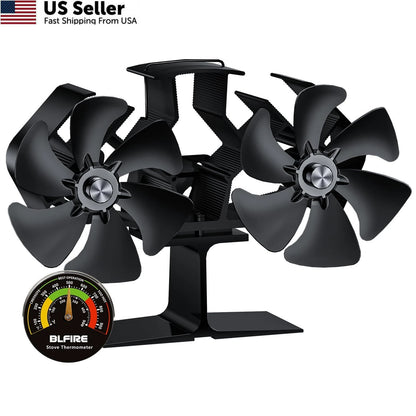 12-Blade Heat Powered Wood Stove Fan for Universal Use (Non Electric)