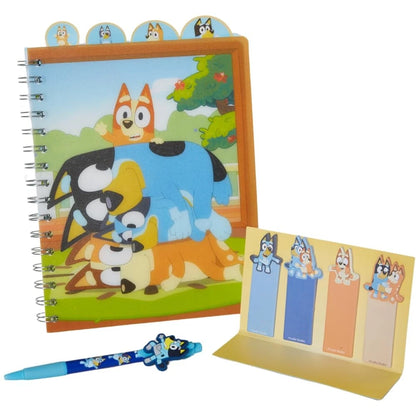 Bluey Tab Journal Spiral Notebook Set with Ballpoint Pen and Sticky Tabs