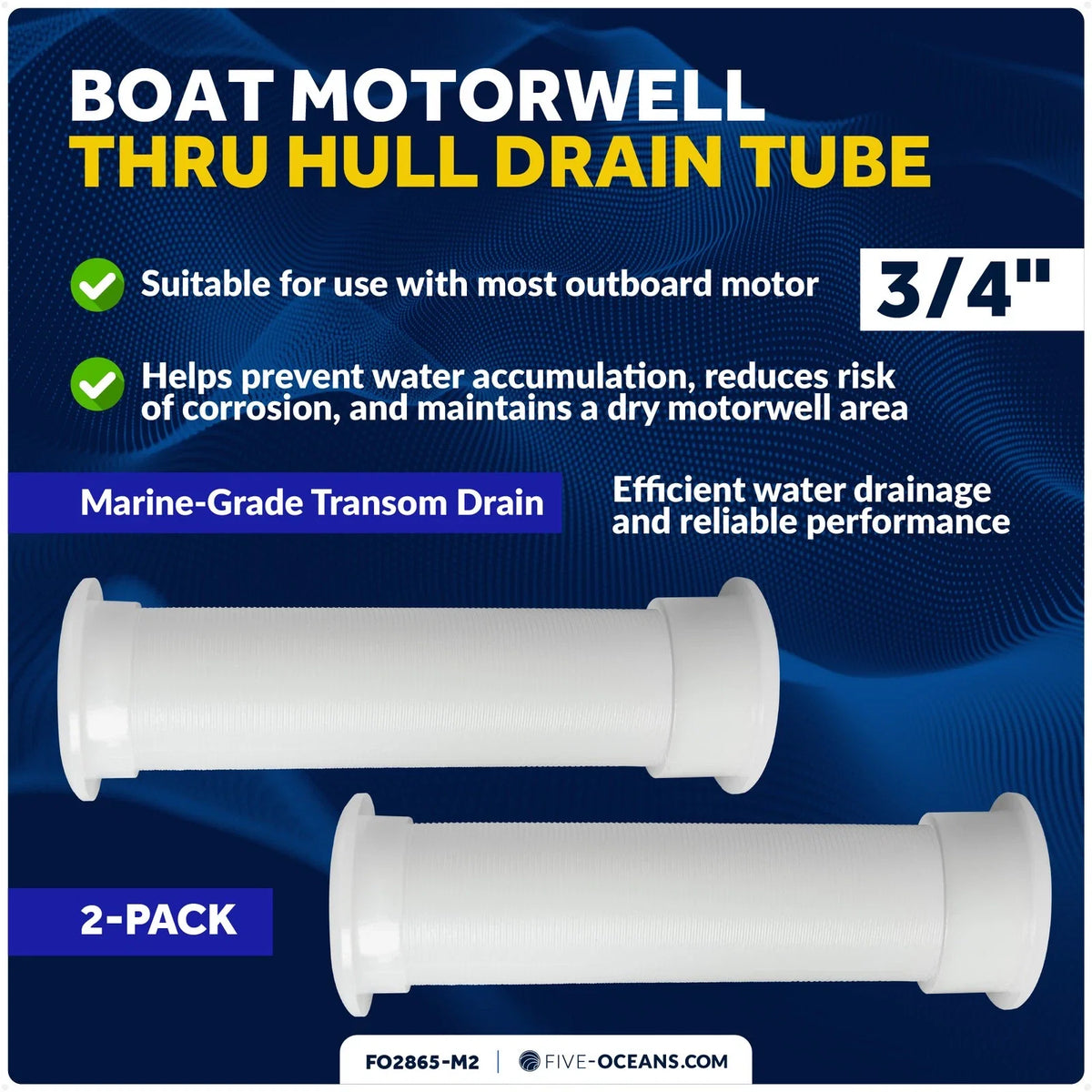 2X Thru Hull Drain Tube for Boat Motorwell - FO2865-M2