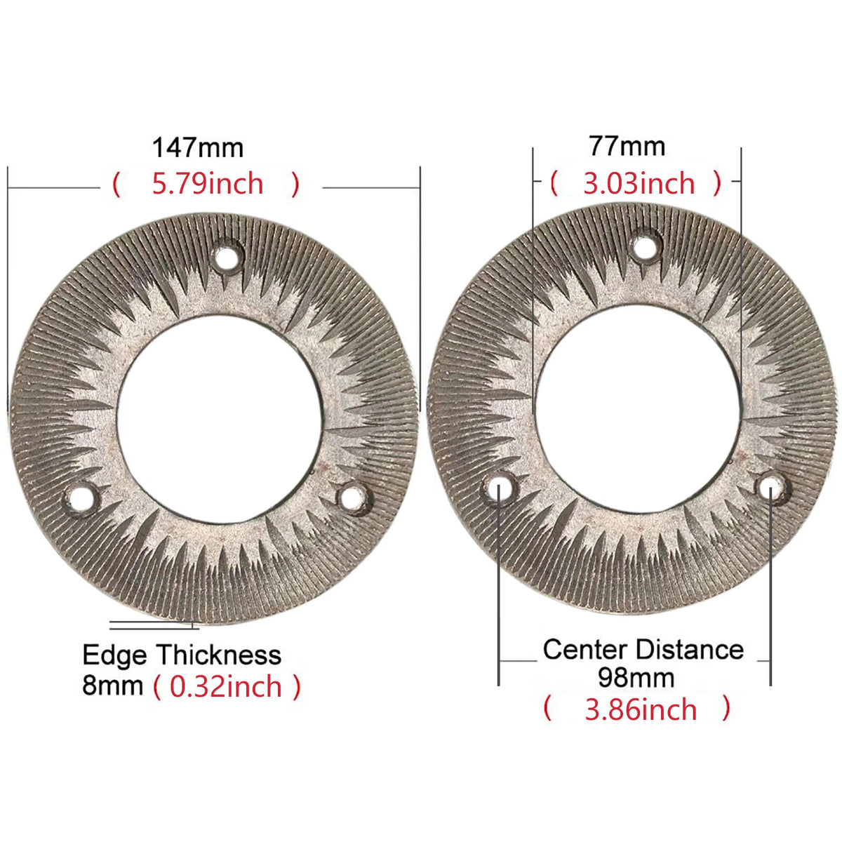 2X Electric Grain Mill Grinding Discs for Heavy Duty Commercial Use