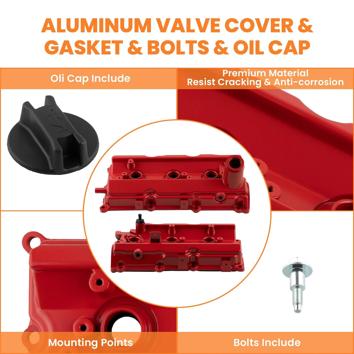 2pc Aluminum Valve Cover w/ Gasket Kit for Infiniti FX35 G35 M35 (2003–2008)