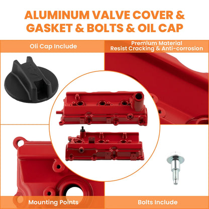 2pc Aluminum Valve Cover w/ Gasket Kit for Infiniti FX35 G35 M35 (2003–2008)