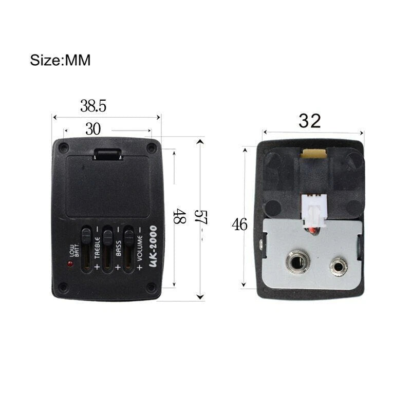 2X Belcat Spiral Piezo Cable Pickup EQ & Preamp Kit for Ukulele (UK-2000)
