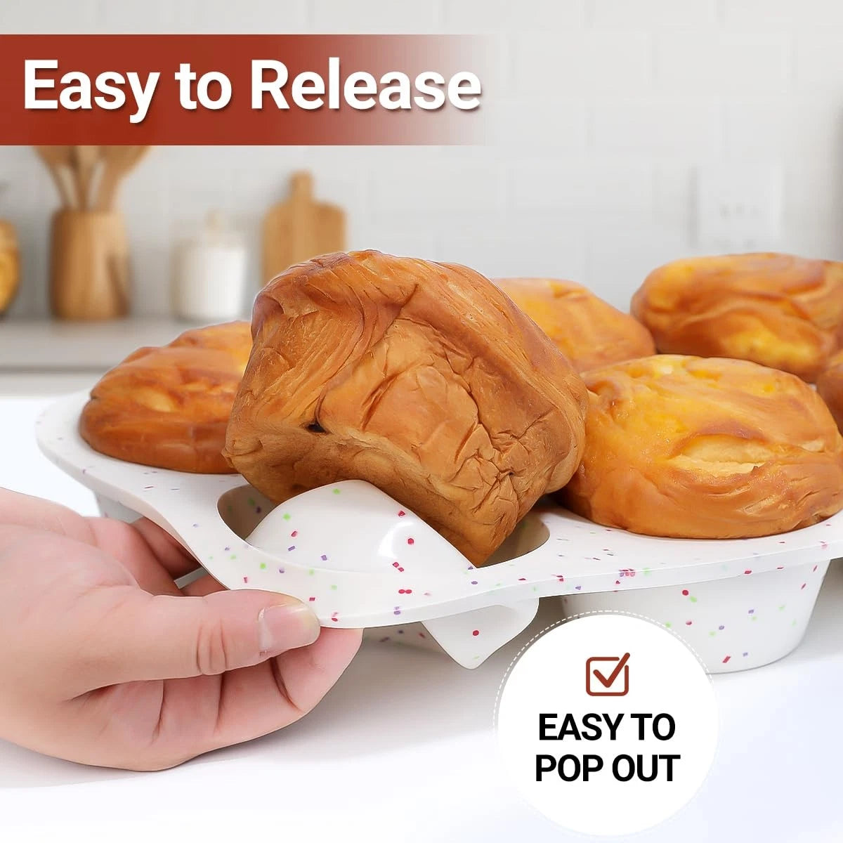 Set of 2 Jumbo Muffin Pans for Baking (3.5 Inch, 6-Cup)