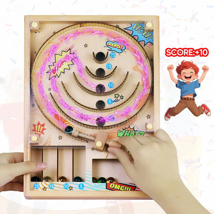Wooden Pinball Toy Marble Machine Rotating Track 10 Small