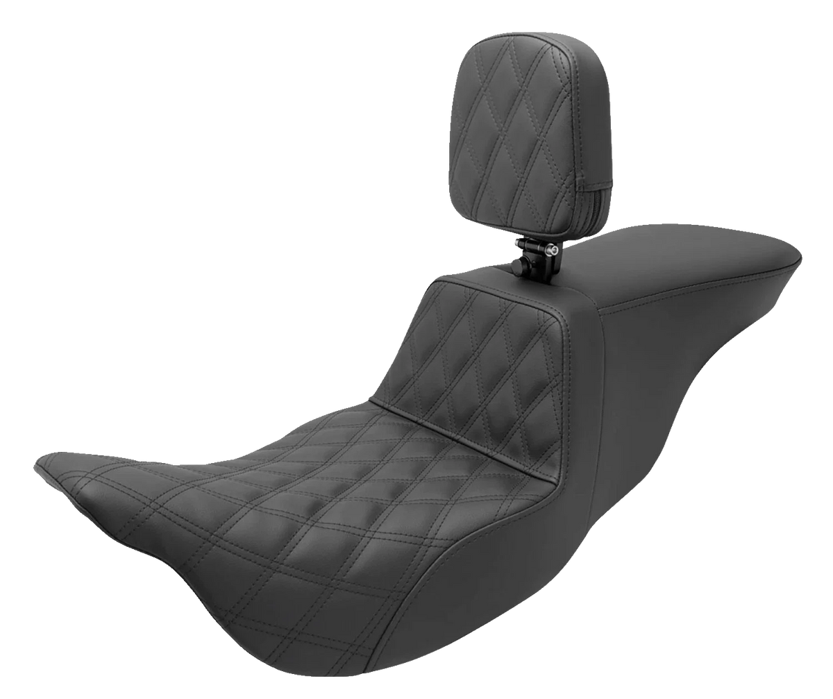 SADDLEMEN Tour Step-Up Seat for FL (2008–2024) - Rider Backrest, Lattice Stitch