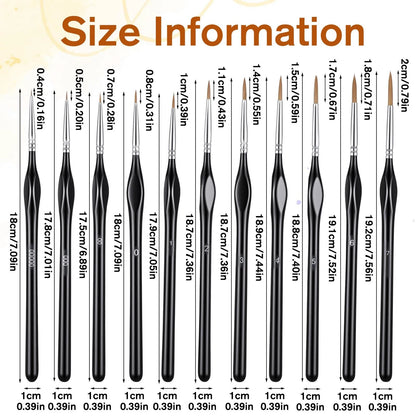 11 Pcs Detail Painting Brush Set for Miniature Models (Micro 19 mm)