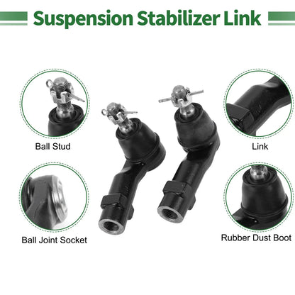 6pcs Front Suspension Kit Inner Outer Tie Rod End with Boot for Dodge Dart (2013–2016)