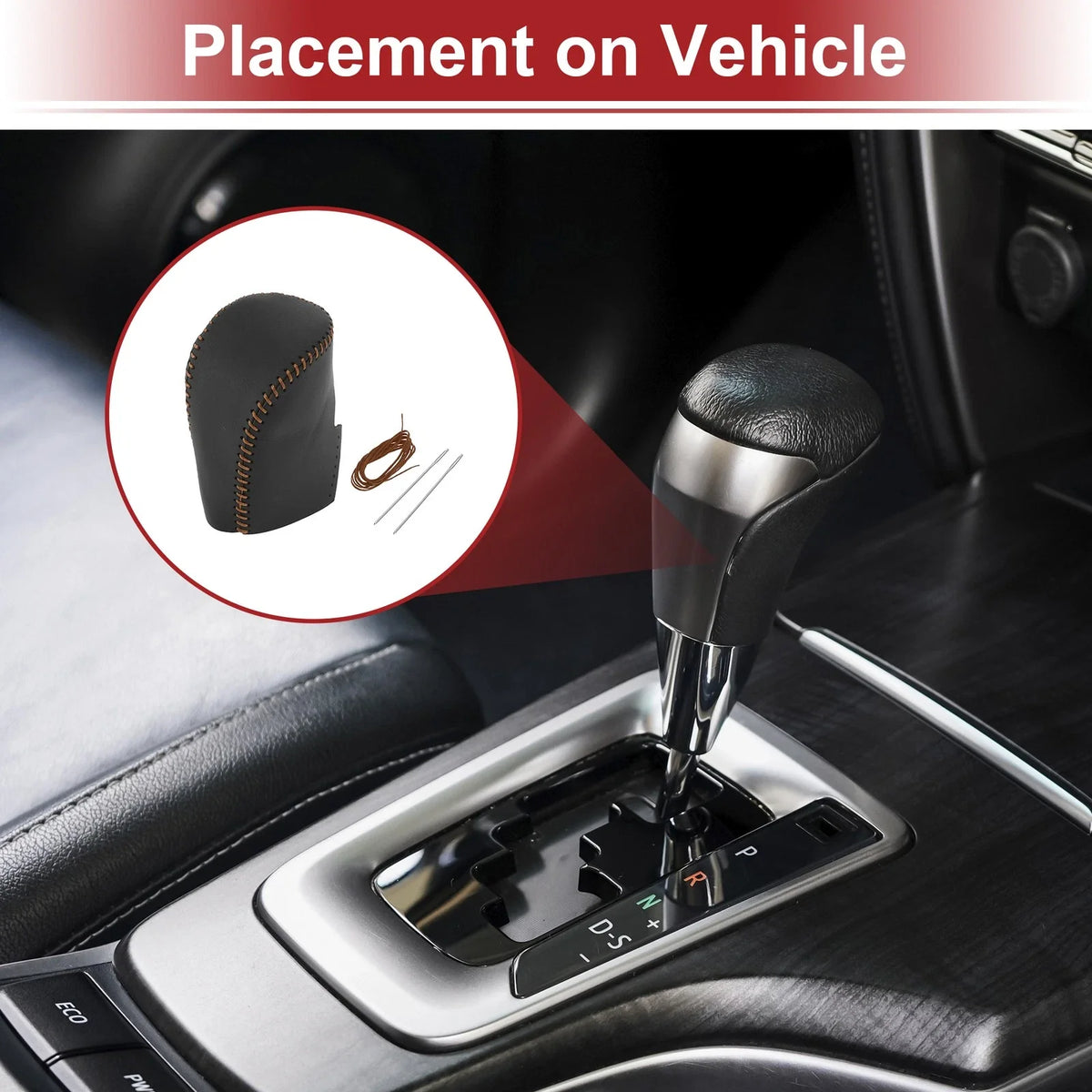 1 Pc Gear Shift Knob Cover for Honda HR-V (2023–2024) Black Brown Faux Leather