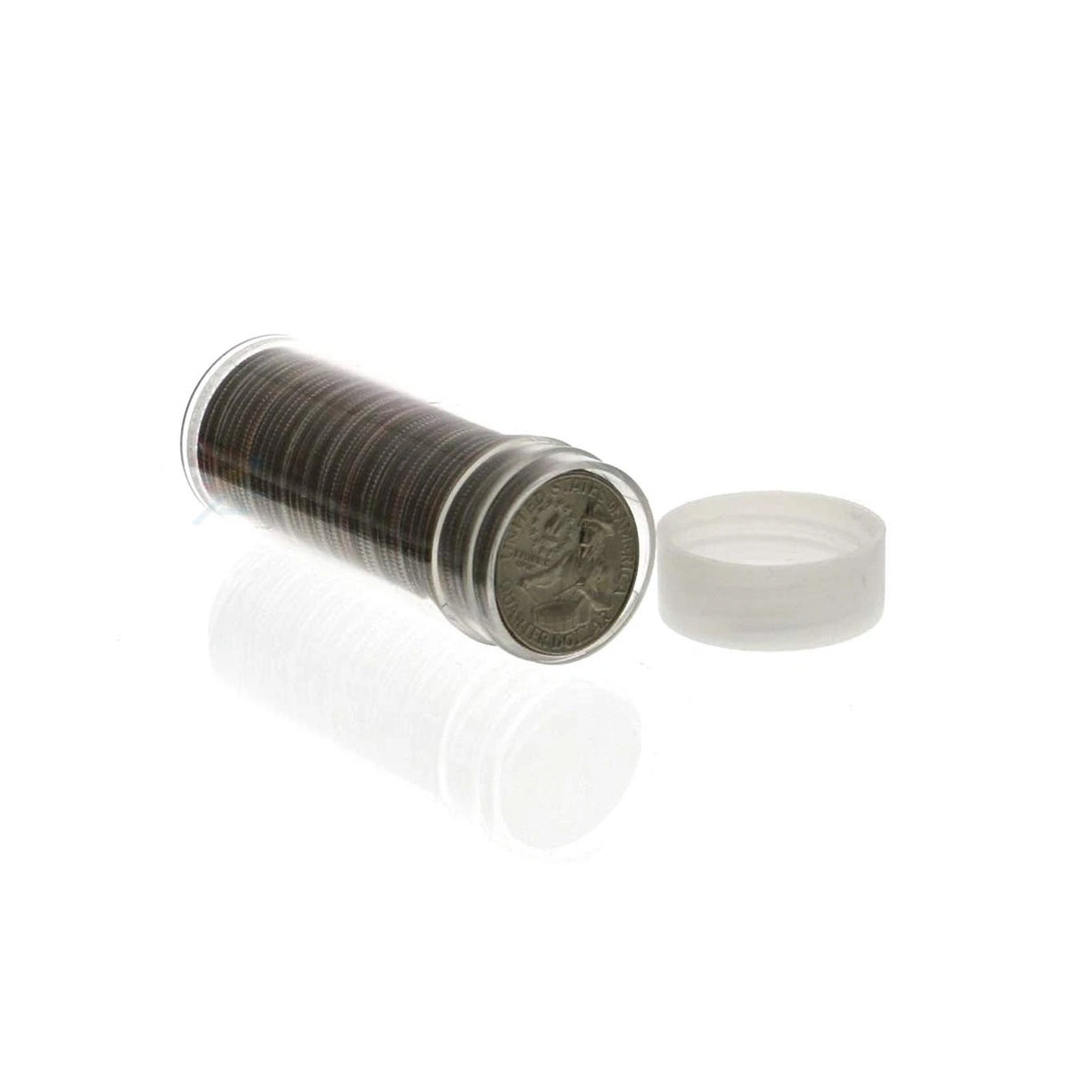10X Round Clear Plastic Coin Storage Tubes for Quarter Size Coins