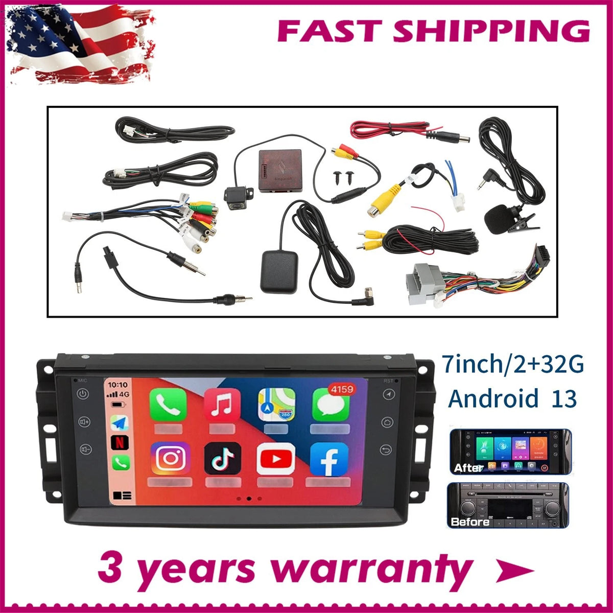 CarPlay GPS Stereo for Dodge RAM 1500 2500 3500 (2009–2012)