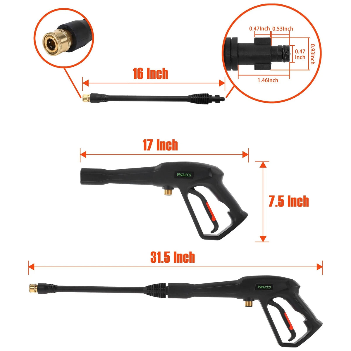 Pressure Washer Gun Replacement for PWACCS (16.93 inches)