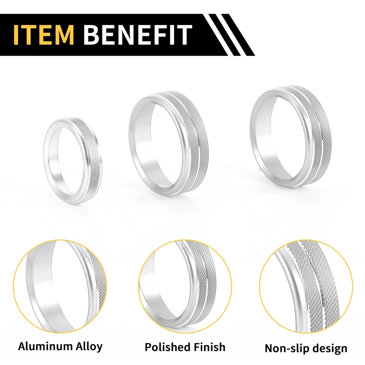 Air Conditioner Switch Knob Cover Ring for Ford F-150 (2015–2023) Silver Tone