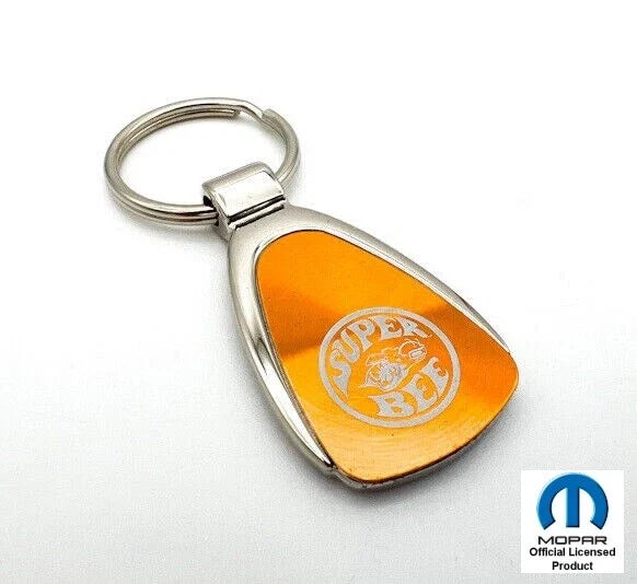 Licensed Keychain Fob Premium Orange Teardrop for Dodge Super Bee (1971–1971)