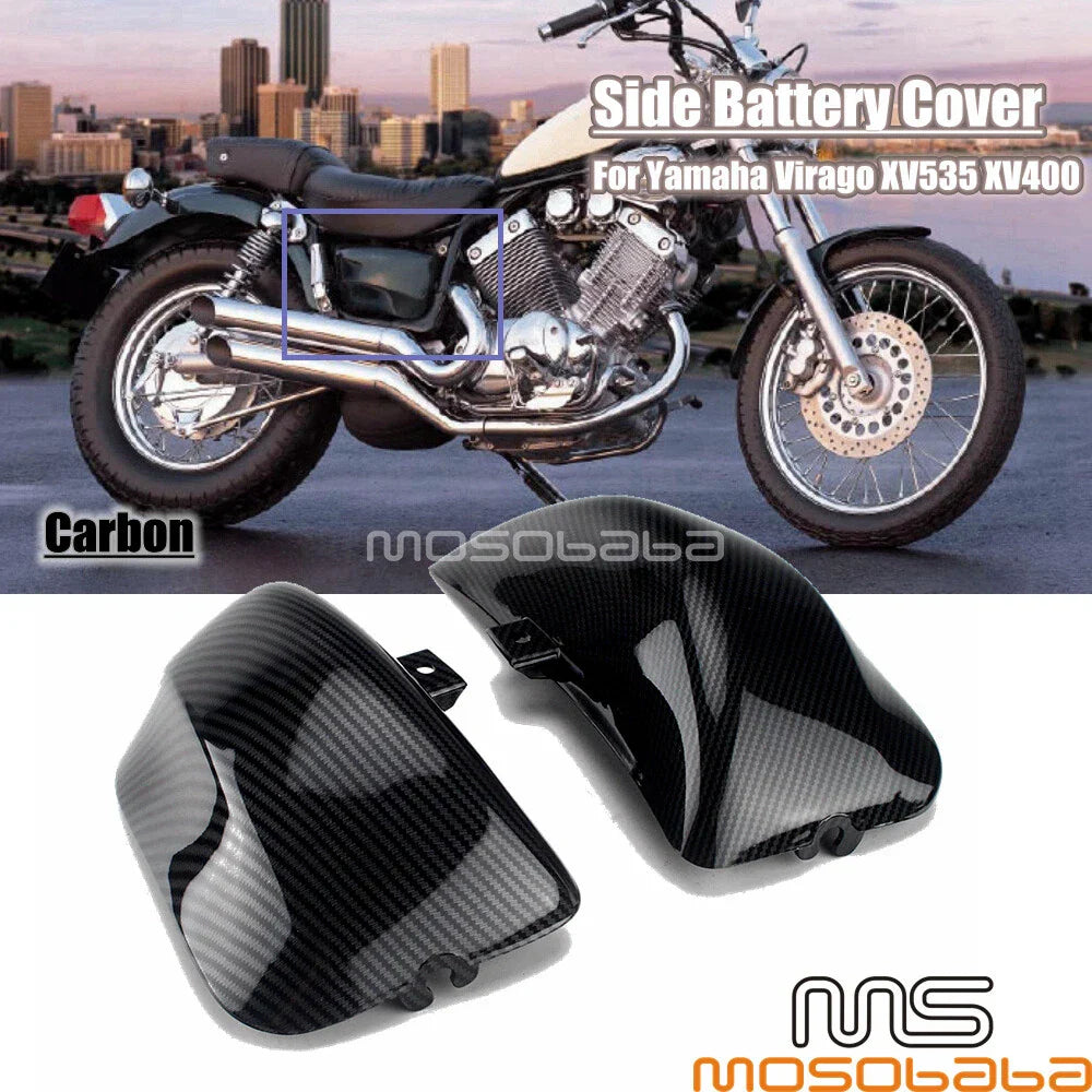 Carbon Battery Side Covers for Yamaha Virago XV535 XV400 (1987-1999)