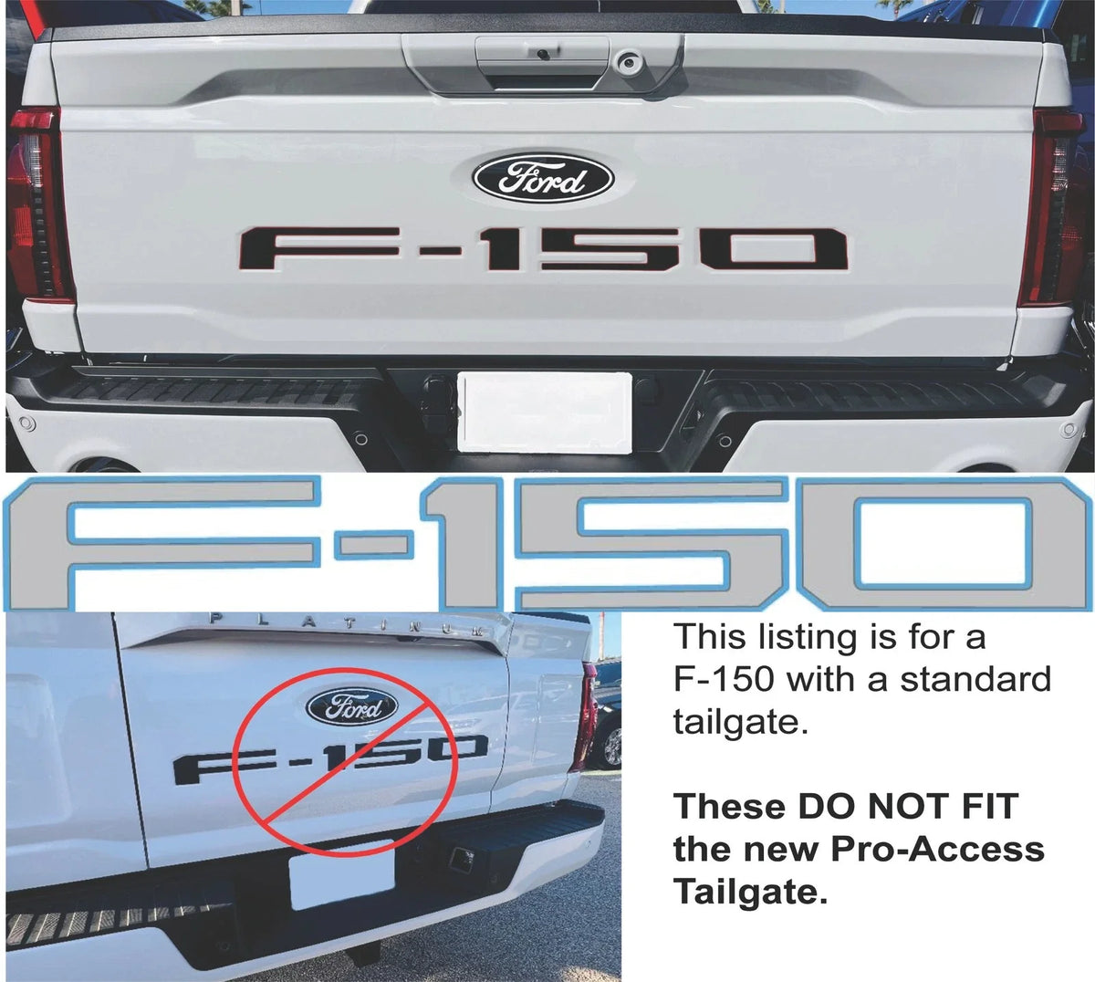 Tailgate Insert Letters Replacement for 2021–2025 Ford F-150 Lightning (Grey Blue)