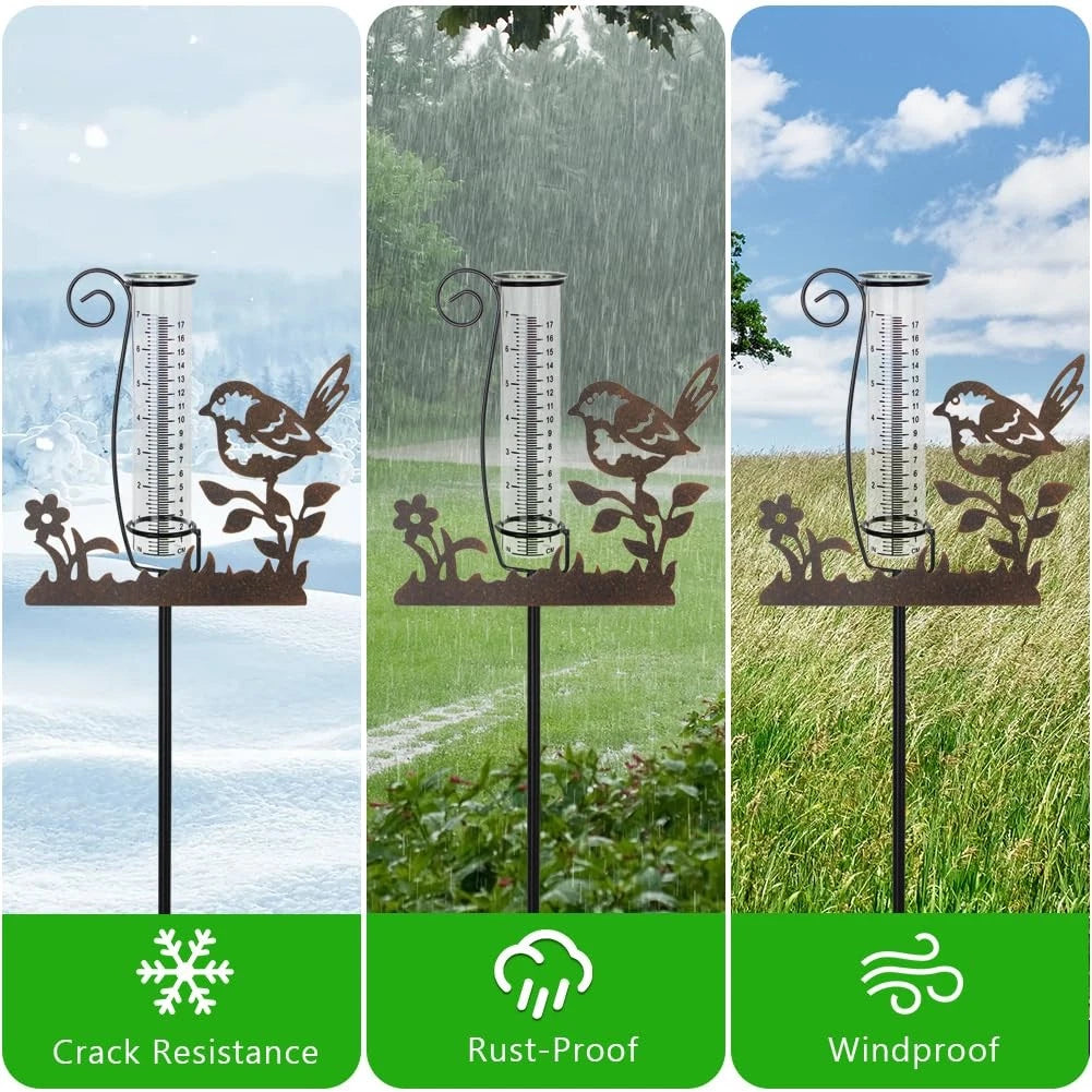 7 Inch Decorative Bird Rain Gauge for Outdoor Use