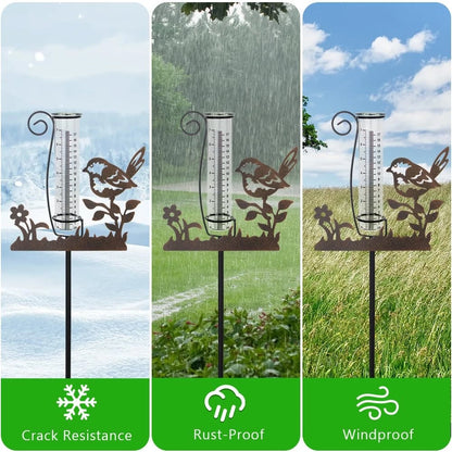 7 Inch Decorative Bird Rain Gauge for Outdoor Use