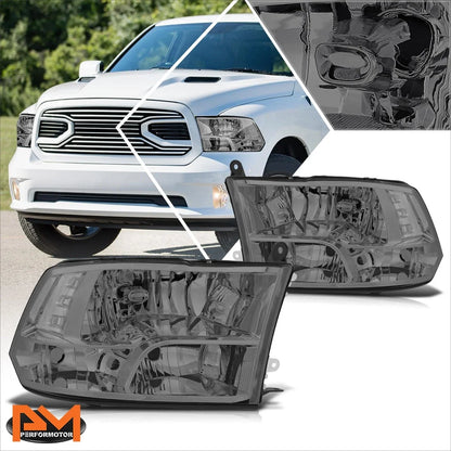 Headlight Assembly Set for Dodge Ram 1500-3500 (2009–2012) Smoked/Clear
