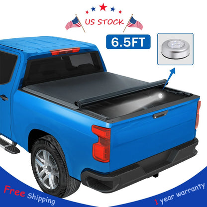 6.5FT Vinyl Soft Roll-up Tonneau Cover for Chevy Silverado GMC Sierra (2014–2025)