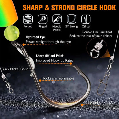Set of 10 Surf Fishing Rigs for Pompano Gear Saltwater Double Line Hooks