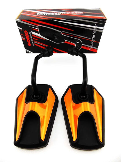 Black Orange Hex Soko Mirrors for Suzuki GZ250 Marauder (1999-2009)