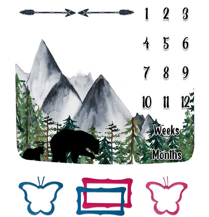 Black Bear Monthly Milestone Blanket for Unisex