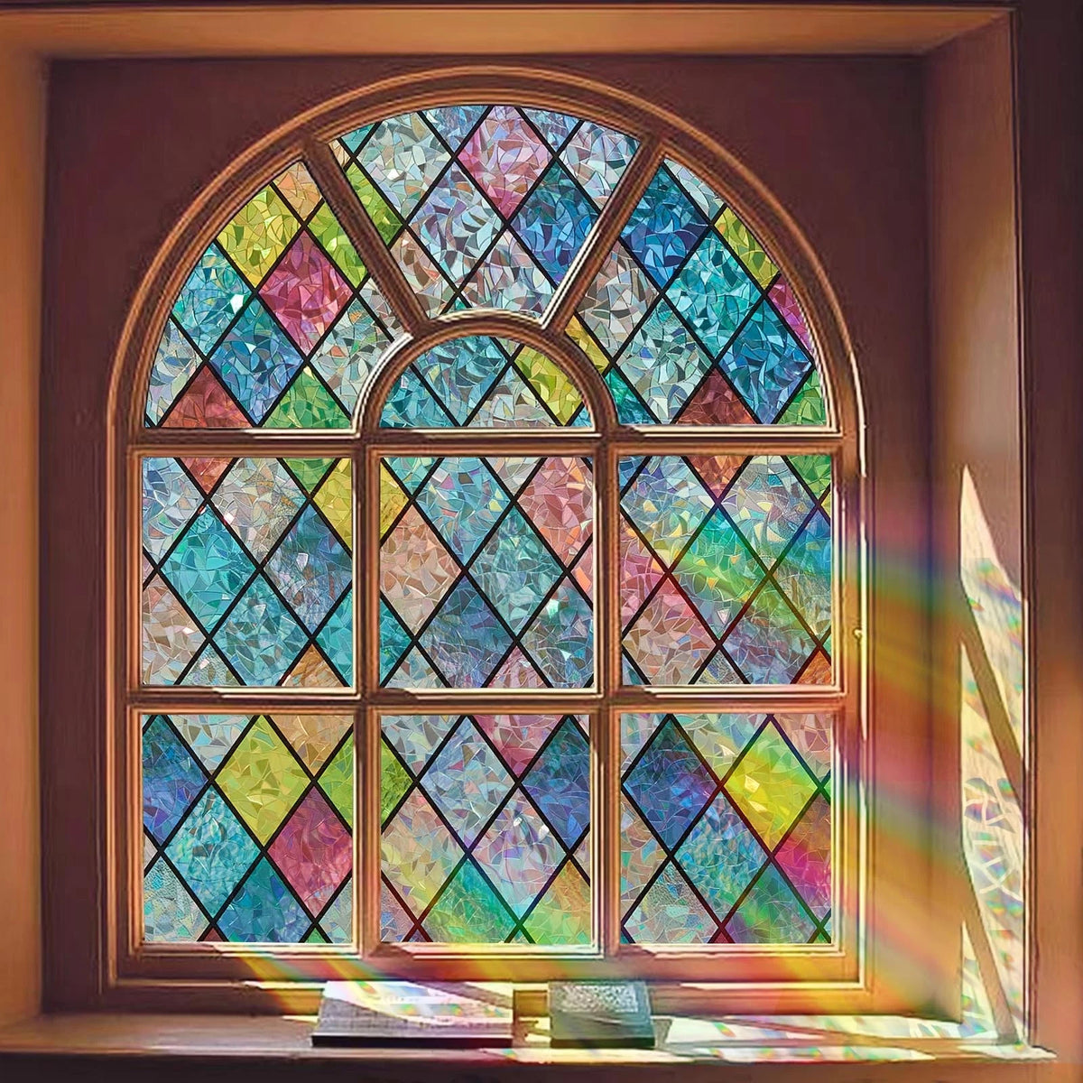 Privacy Window Film Static Cling Decorative Stained Glass Anti UV 17.5"