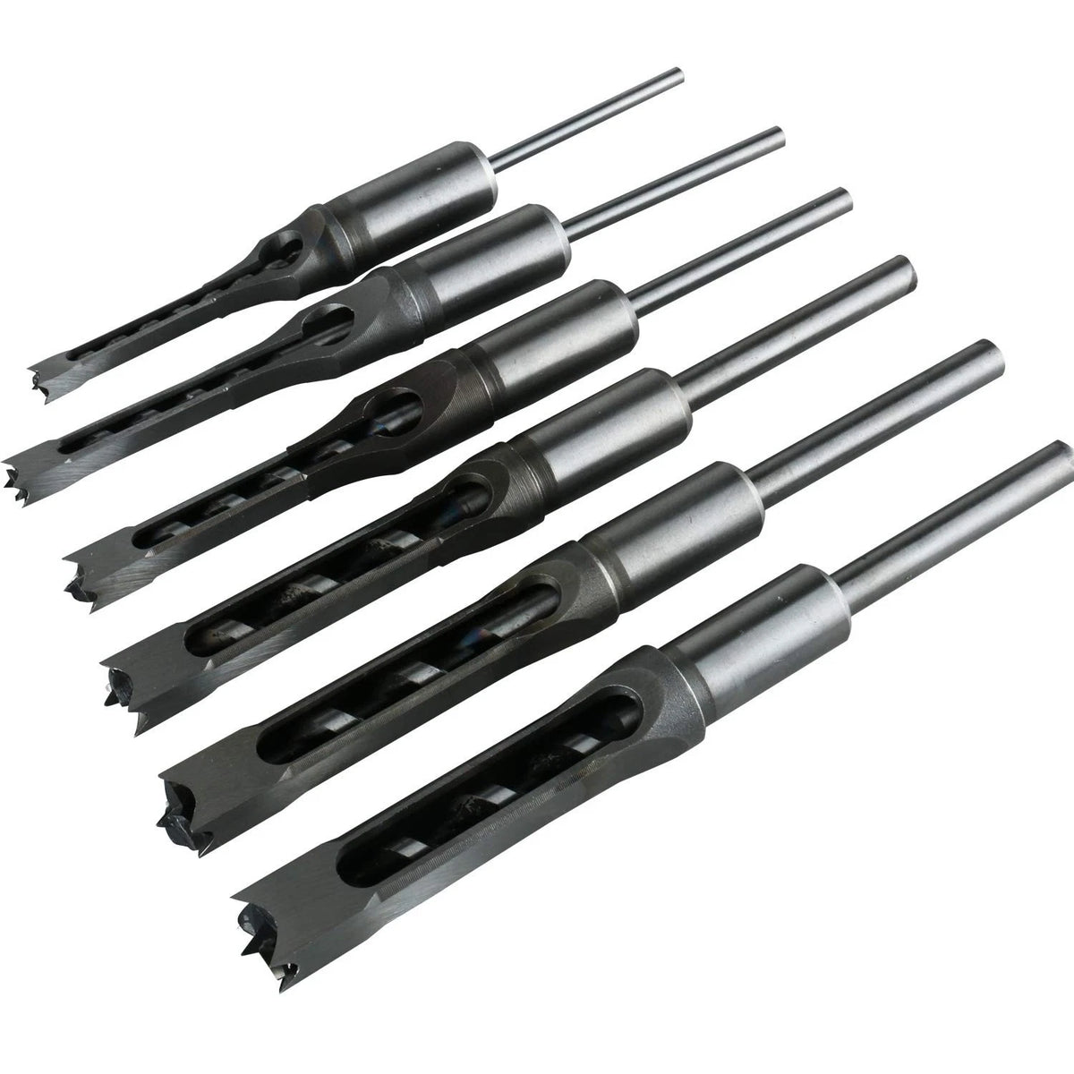 6pcs Square Hole Drill Bits Set for Mortise Chisel Tools 5/8" 9/16" 1/2"