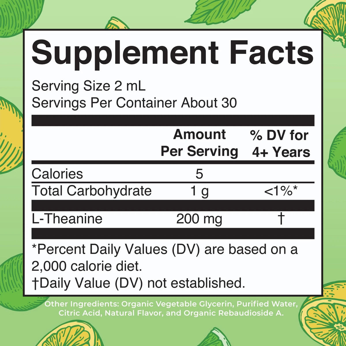 L Theanine Liquid Drops for Mood Support (200mg, 2 Fl Oz)