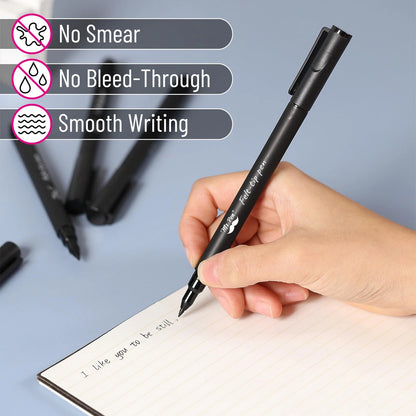 Pack of 6 Black Felt Tip Fine Point Pens for Art and Writing