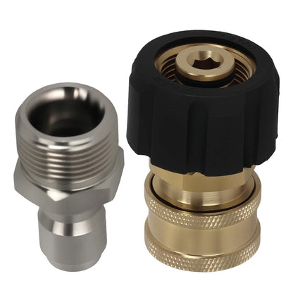 Set of 2 Brass 14mm QC Adapters for Pressure Washer Gun Hose