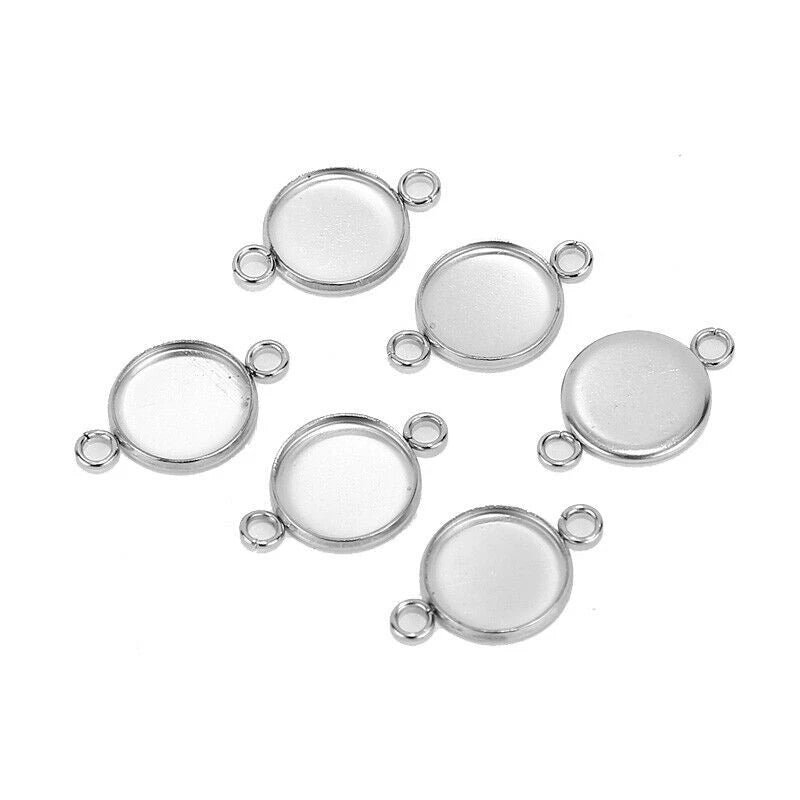 50X Cabochon Cameo Base Tray Bezel Blank Connectors 8/10/12/14mm