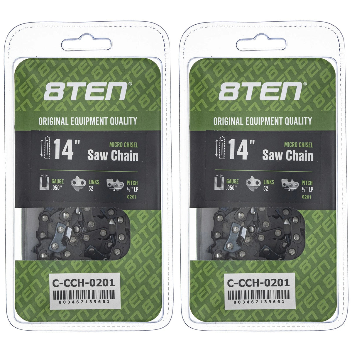 2X Micro Chisel Chainsaw Chain 14 Inch .050 3/8 LP 52DL for Husqvarna Echo (S93G-52, 501 84 70-52, 501 95 95-52, H35-52, 585422152)