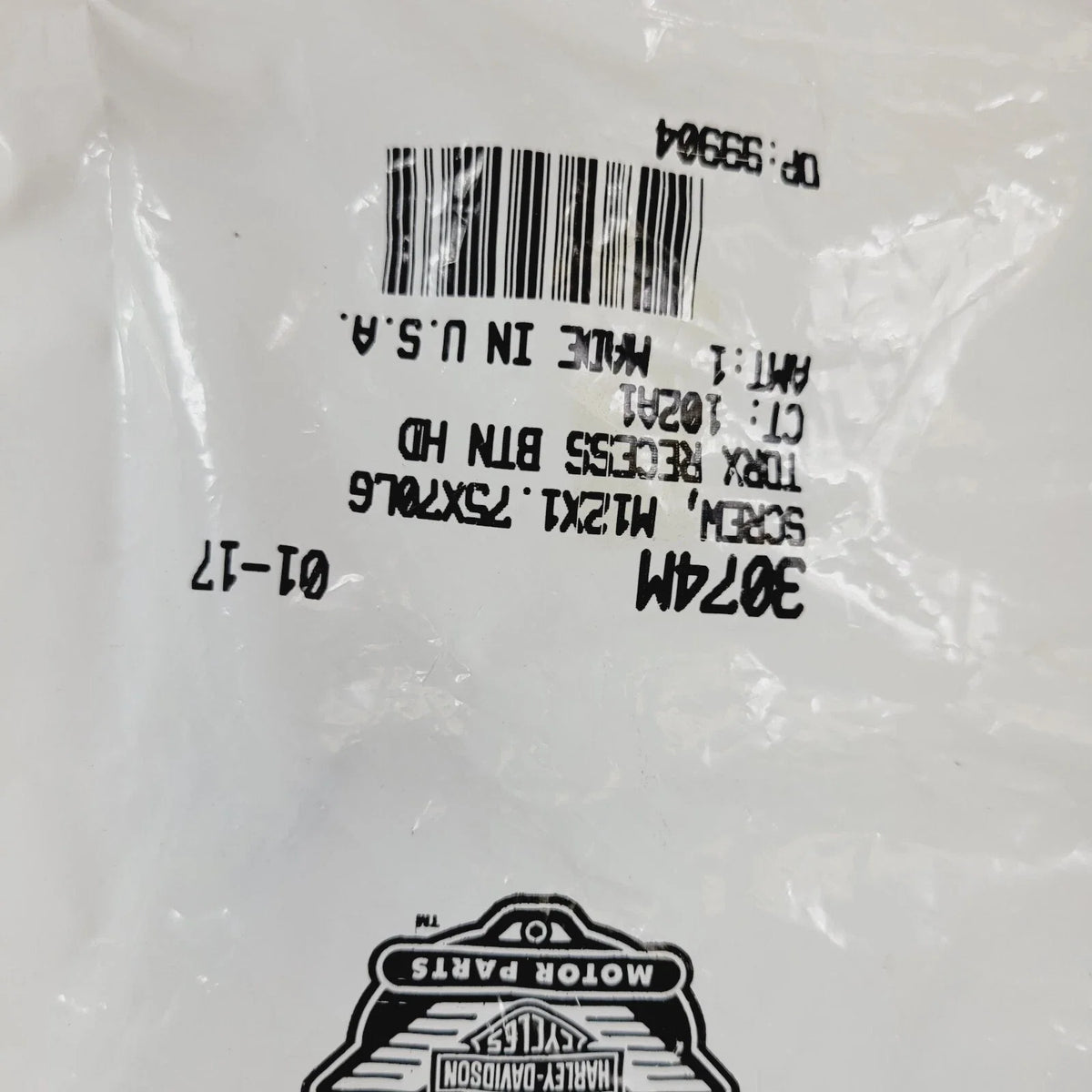 M12X1.75X70LG Torx Recess Button Screw for Harley-Davidson