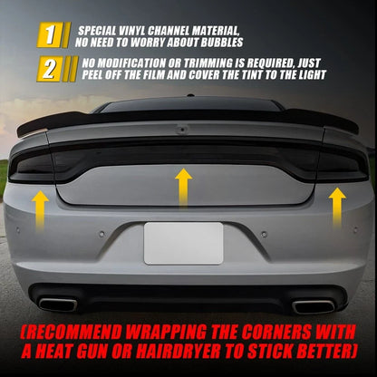 Tail Light Tint Overlays for Dodge Charger (2015–2022) - Smoke Black