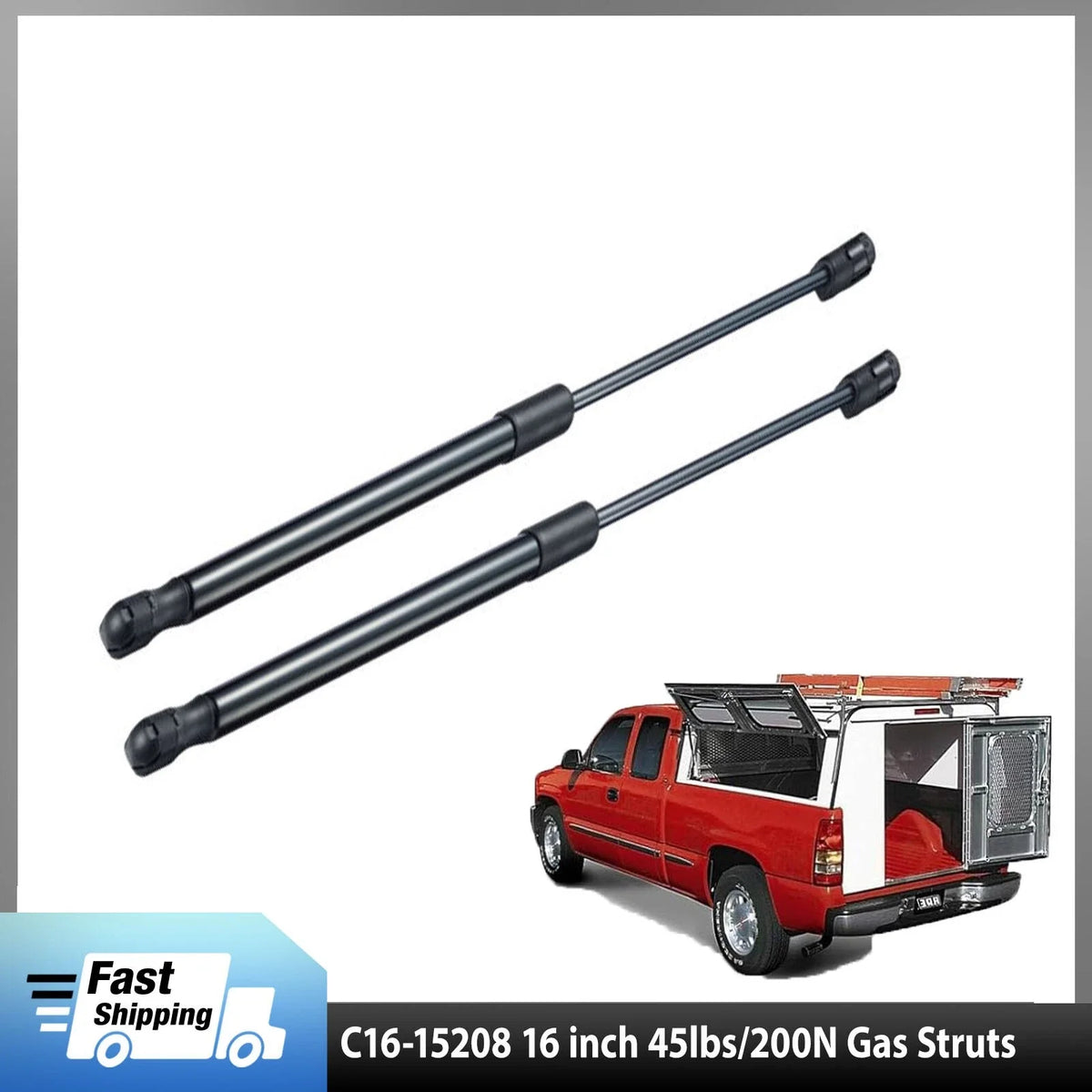 Set of 2 Gas Lift Supports for Truck Topper (15.7 Inch, 45Lbs)