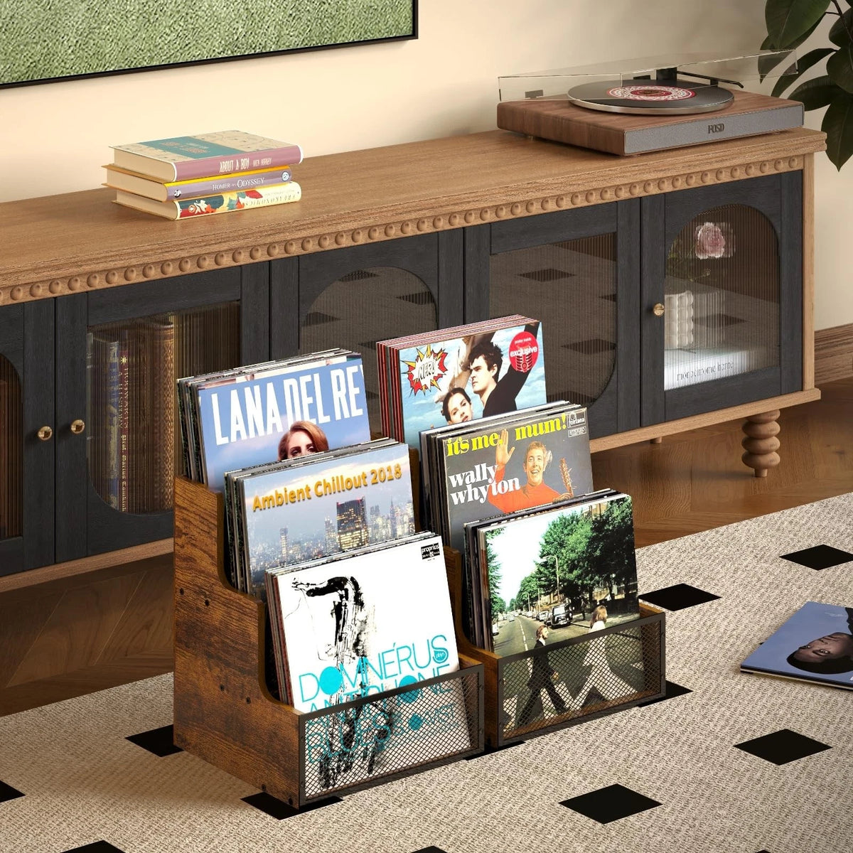 3 Tier Vinyl Record Storage Holder for Desktop - Holds 60 Albums