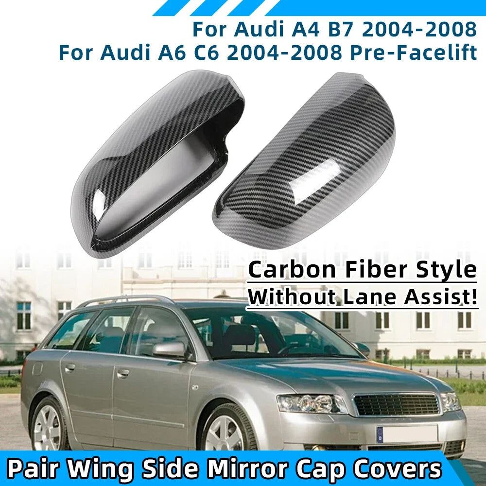 Pair of Rearview Mirror Cap Covers for Audi A4 B7 (2005–2008) Carbon Look