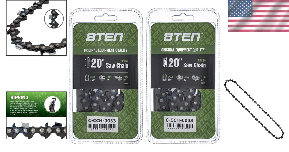 2X 20 Inch Chainsaw Ripping Chain .050 3/8 for Husqvarna & Stihl