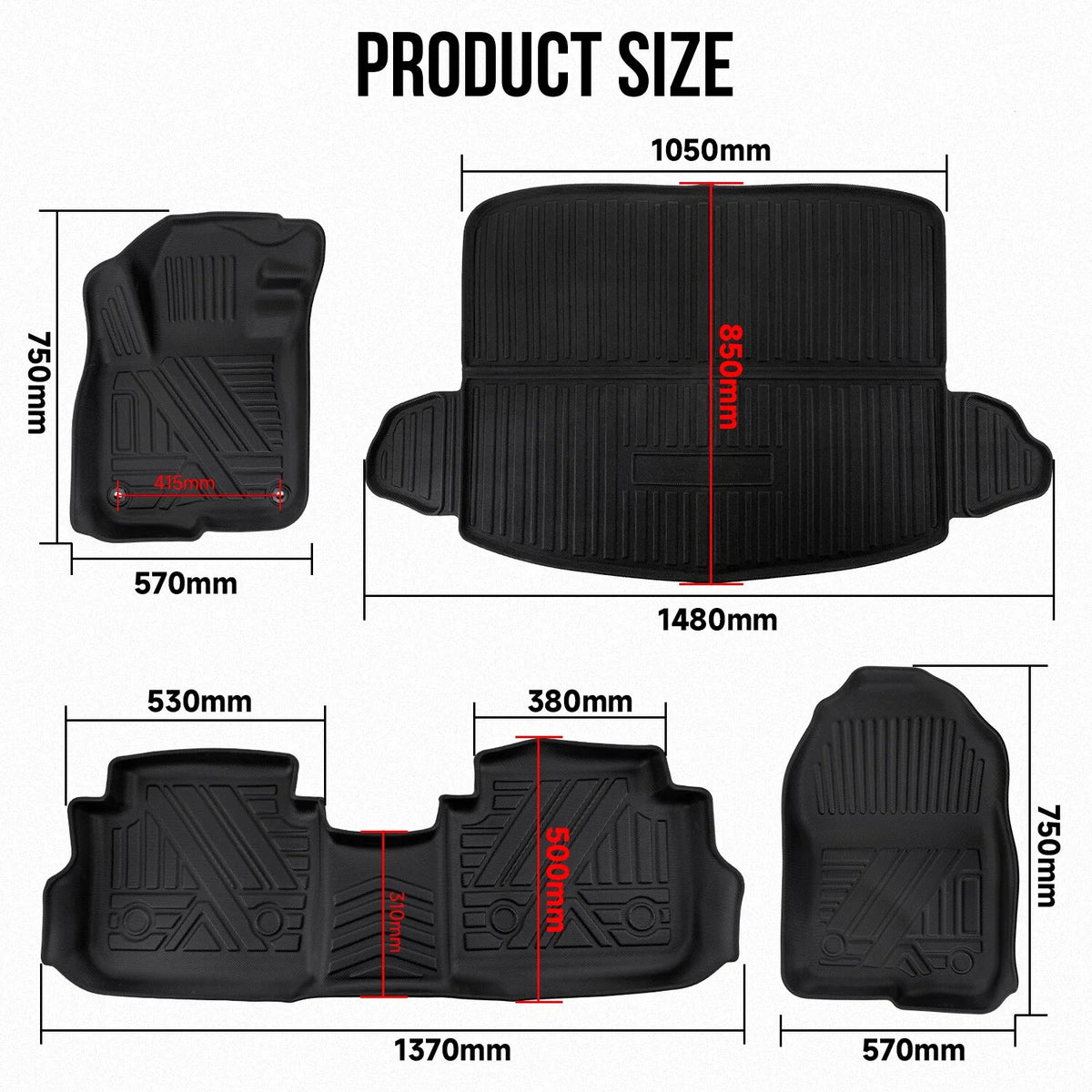 Set of 4 All Weather Floor Mat Liners for Honda CR-V (2017–2022)