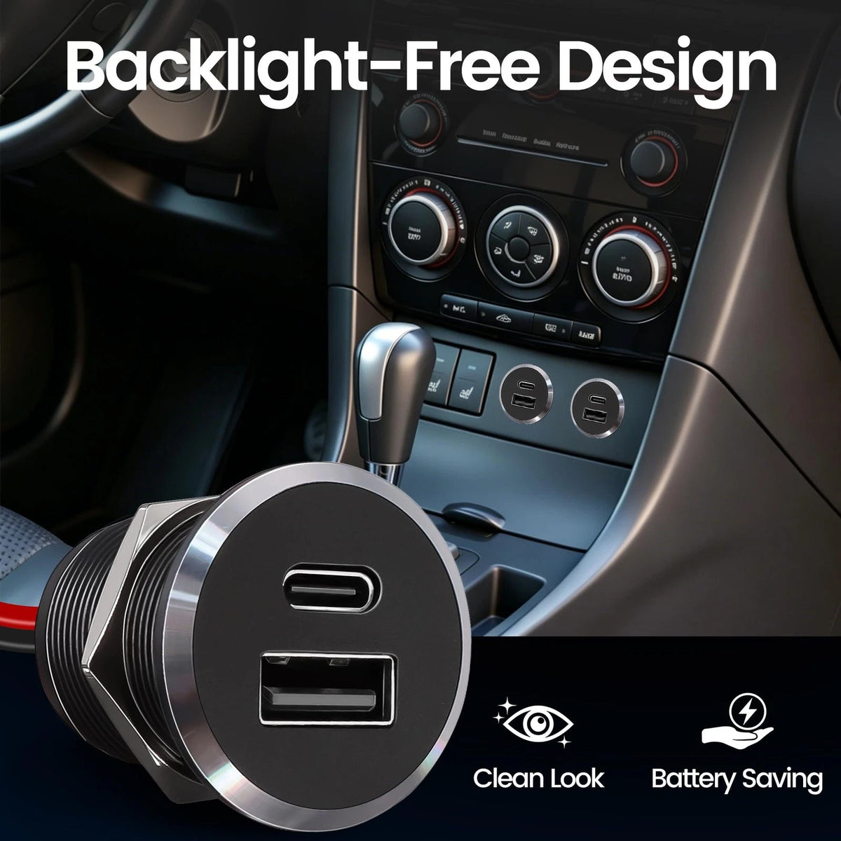 12V USB Outlet for Automotive (2010–2023) QC 3.0 USB-A & USB-C PD3.0